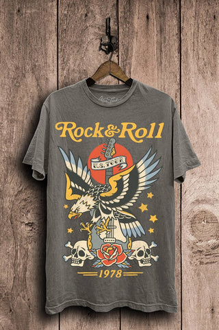 Rock & Roll Eagle Tattoo Mineral Graphic Top - Rise and Redemption