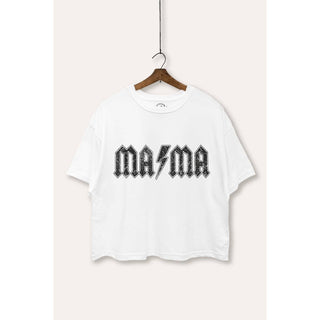 Rock Style Mama Lightning Graphic Boxy Crop Top - Rise and Redemption