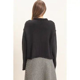 Rolled Collar Loose Knit Sweater - Rise and Redemption