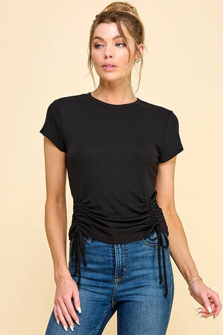 RT40290CA - CREW NECK RUCHED BOTTOM TOP - Rise and Redemption