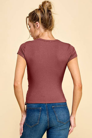 RT40290CA - CREW NECK RUCHED BOTTOM TOP - Rise and Redemption