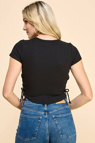 RT49983 - SIDE LACE UP RIBBED TOP - Rise and Redemption