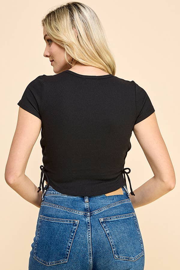 RT49983 - SIDE LACE UP RIBBED TOP - Rise and Redemption