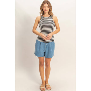 Sailor Striped Ribbed Racerback Tank - Rise and Redemption
