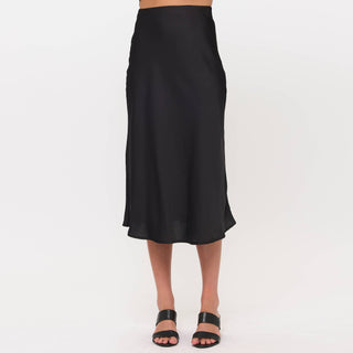 Satin Midi Slip Skirt with Waistband - Rise and Redemption