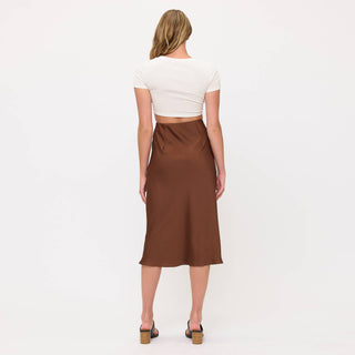 Satin Midi Slip Skirt with Waistband - Rise and Redemption