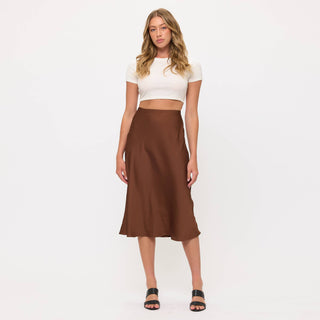 Satin Midi Slip Skirt with Waistband - Rise and Redemption