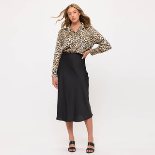 Satin Midi Slip Skirt with Waistband - Rise and Redemption