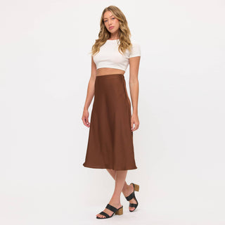 Satin Midi Slip Skirt with Waistband - Rise and Redemption