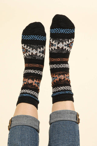 SC10019C - Aztec Graphic Cozy Crew Socks - Rise and Redemption