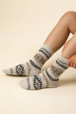 SC10019C - Aztec Graphic Cozy Crew Socks - Rise and Redemption