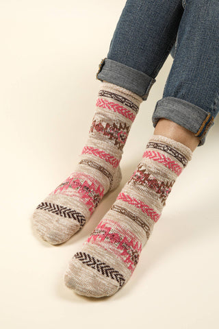 SC10019C - Aztec Graphic Cozy Crew Socks - Rise and Redemption