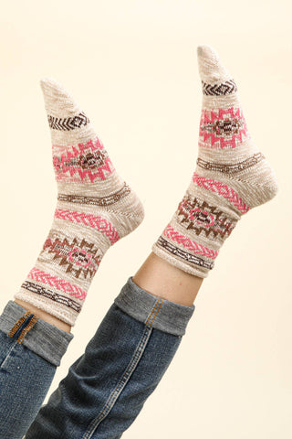 SC10019C - Aztec Graphic Cozy Crew Socks - Rise and Redemption