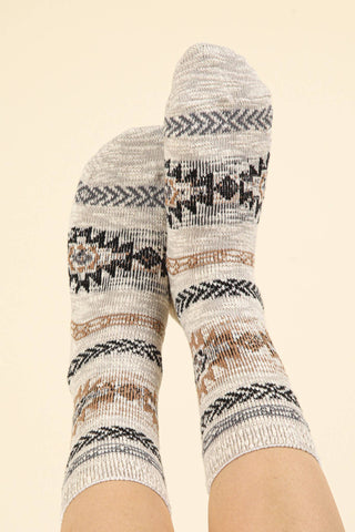 SC10019C - Aztec Graphic Cozy Crew Socks - Rise and Redemption