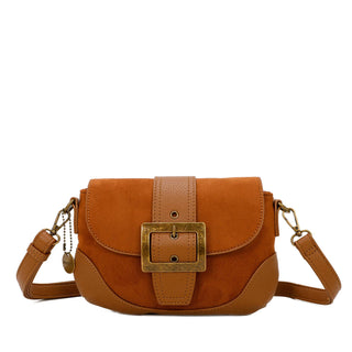 Serena Vegan Leather Faux Suede Flap Over Crossbody Bag - Rise and Redemption