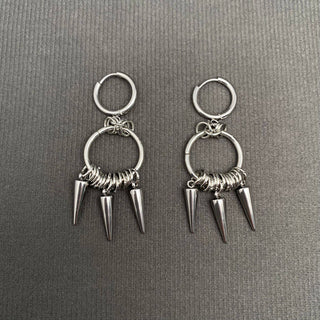 Silver Tone Spike Fringe Huggie Earrings - Rise and Redemption