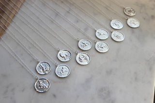 Silver Zodiac Necklace Coin Disk - Rise and Redemption