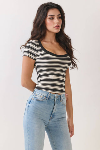 Skylar Scoop Neck Stripped Top - Rise and Redemption