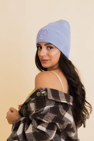 Smiley Embroidered Ribbed Knit Beanie - Rise and Redemption