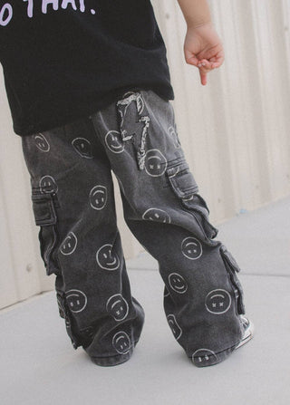 Smiley Face Baggy Jeans Black - Rise and Redemption