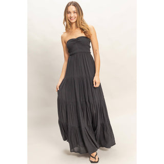 Smocked Elastic Neck Maxi Dress - Rise and Redemption
