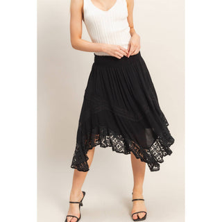 Smocked Waist Lace Hem Skirt - Rise and Redemption