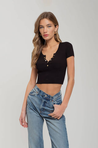 Snap Button Sweater Crop - Rise and Redemption