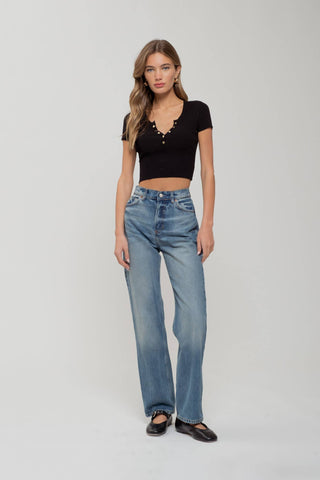 Snap Button Sweater Crop - Rise and Redemption