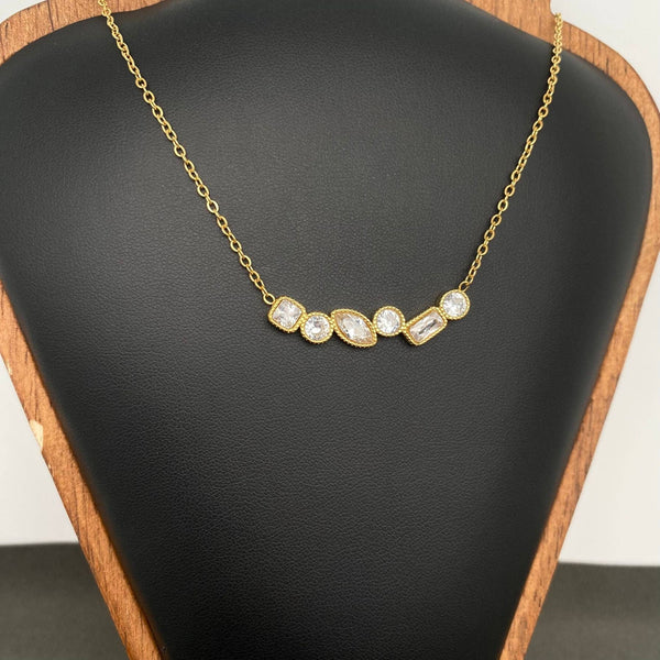 Sparkling geometric zircon 18K Golden S.Steel Necklace - FGS - Rise and Redemption
