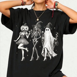 Spooky Halloween Shirt, Retro Skeleton Ghost Pumpkin Shirt - Rise and Redemption