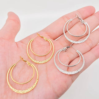 Stainless Steel Double Loop Design Gold Plated Hoop Earrings - Rise and Redemption