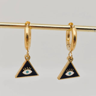 Stainless Steel Triangle Devil's Eye Huggie Earrings - FGS - Rise and Redemption