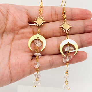 Star Moon Natural Stone Tassel Earrings - Rise and Redemption