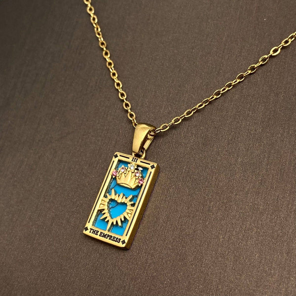 Star Moon Tarot 18K Gold Plated Steel Necklace - Rise and Redemption