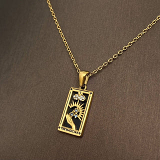 Star Moon Tarot 18K Gold Plated Steel Necklace - Rise and Redemption