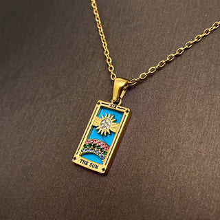 Star Moon Tarot 18K Gold Plated Steel Necklace - Rise and Redemption