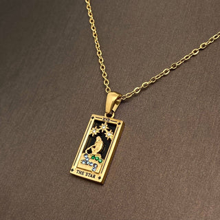 Star Moon Tarot 18K Gold Plated Steel Necklace - Rise and Redemption