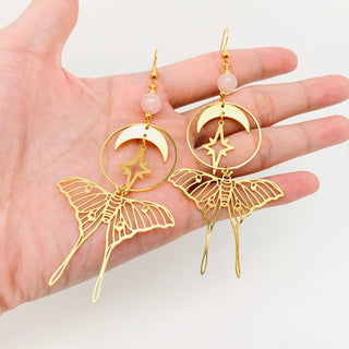 Stars and Moon Moths Bohemian Earrings - Rise and Redemption