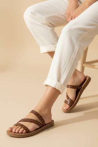 Stella Studded Strappy Flat Slide Sandal - Rise and Redemption