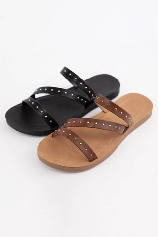 Stella Studded Strappy Flat Slide Sandal - Rise and Redemption