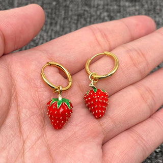 Strawberry Charm Huggie Earrings - Rise and Redemption