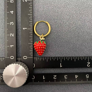 Strawberry Charm Huggie Earrings - Rise and Redemption