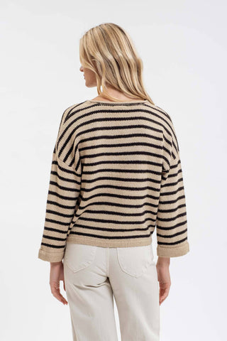 Stripe split neck sweater - Rise and Redemption