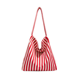 Striped Canvas Hobo Shoulder Tote Bag | 40P609 - Rise and Redemption