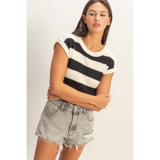 Striped Ribbed Knit Top - Rise and Redemption