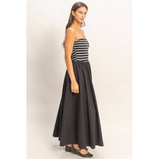 Striped Strapless Flowy Midi Dress - Rise and Redemption