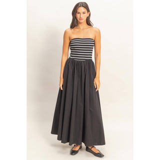 Striped Strapless Flowy Midi Dress - Rise and Redemption