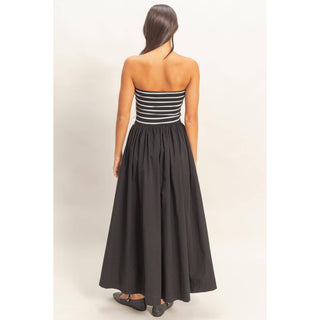 Striped Strapless Flowy Midi Dress - Rise and Redemption