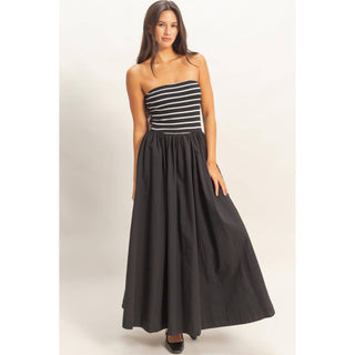 Striped Strapless Flowy Midi Dress - Rise and Redemption