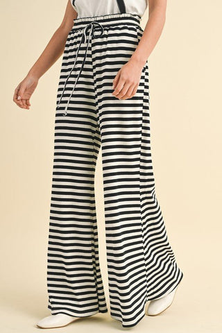 Striped Textured Wide Legs - Rise and Redemption